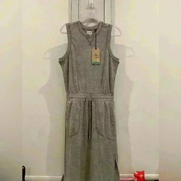 NWT prAna Heather Gray Cozy Up Beach Hopper Blouson Dress Sz M - Picture 4 of 6